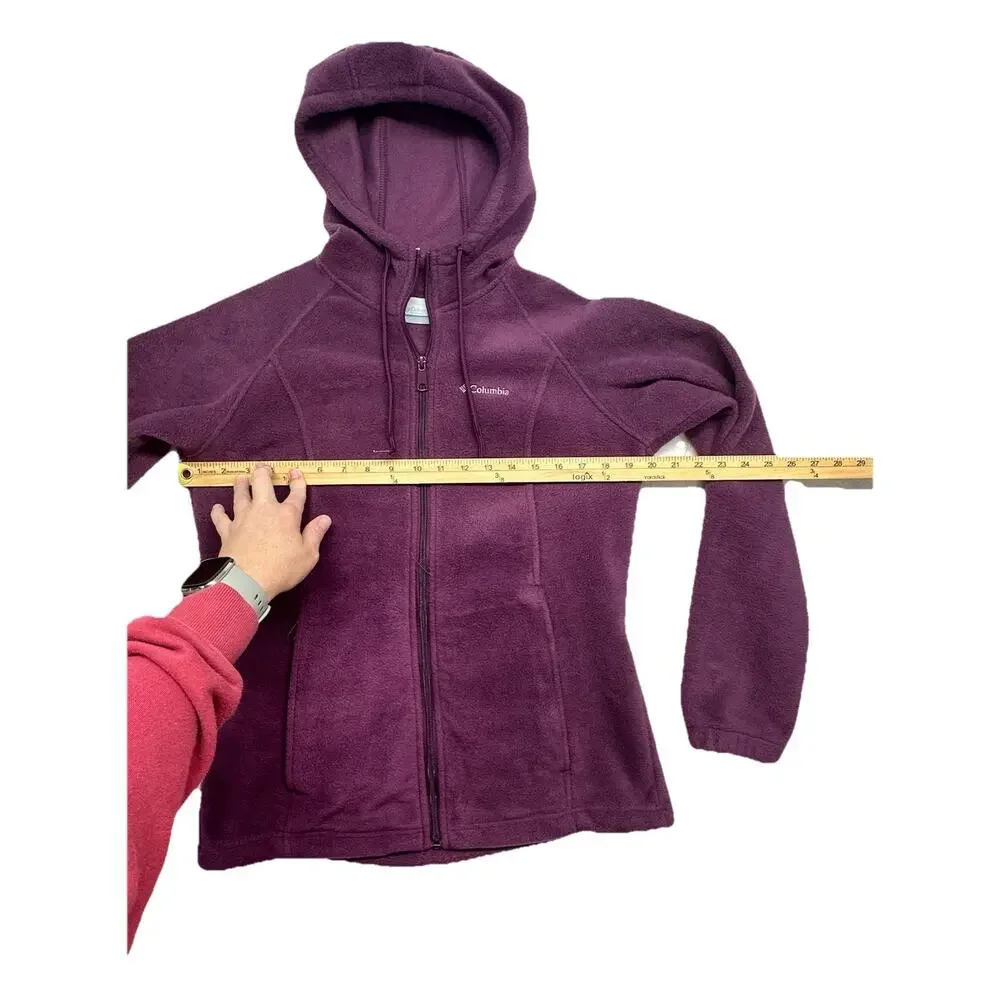 Columbia Womens Size M Fleece Full Zip Basic Jacket Hooded Polyester Purple - Picture 5 of 7